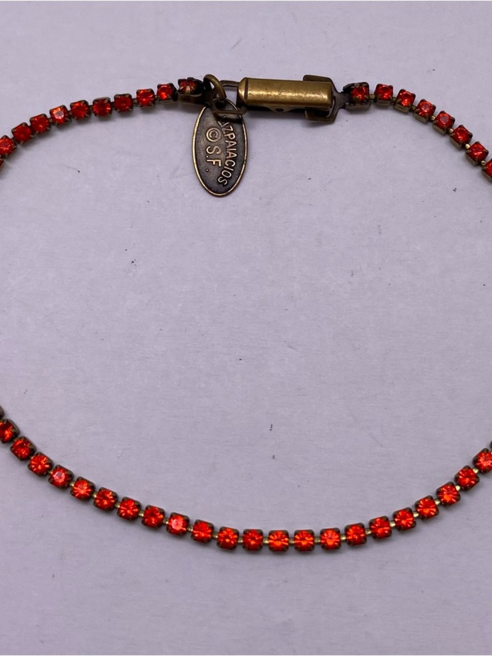 Liz Palacios Orange Crystal Bronze Tennis Bracelet